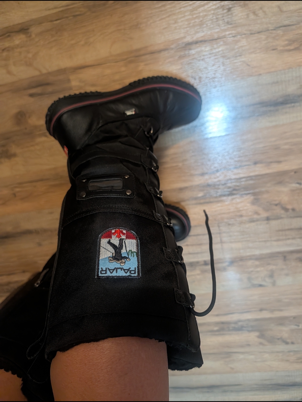 Pajar Black Women's Lace-Up Winter Boots with Red Trim - Picture 8 of 12